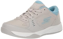 Skechers Women's Viper Court Smash Athletic Pickleball Shoes for Indoor and Outdoor Use Relaxed Fit Sneaker, Grey/Blue, 3.5 UK