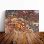 Big Box Art Canvas Print Wall Art Bruno Liljefors The Fox Hunt 2 | Mounted and Stretched Box Frame Picture | Home Decor for Kitchen, Living Room, Bedroom, Hallway, Multi-Colour, 24x16 Inch