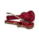 Crossrock Designer Series- Wooden Case for Gibson SG Electric Guitars- Security Lock, Metal Feet, Storage Space- Blossom Brown(CRW530SGBQ)