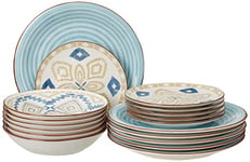 Tognana Casablanca, service de table pour 6 personnes, 18 pièces, porcelaine, multicolor