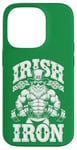 Coque pour iPhone 14 Pro Irlandais Iron Funny St Patrick Day Leprechaun Gym Fitness