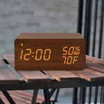 Wooden Digital Alarm Clock With Wireless Charging LED Display Sound Control