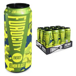 Furocity Sugar Free Energy Drink, Lemon Blast, 157mg Caffeine, Low Calorie, Zero Sugar, High in Vitamins C, B6, B12, Taurine, Vegan, 12 x 500ml Cans