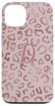 Coque pour iPhone 13 Letter D Initial Leopard Rose Pink Cheetah Monogram