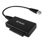 Fantec AD-U3SA Adaptateur USB 3.0 à disques durs SATA I/II/III et SSD de 2.5"(6.35 cm), 3.5"(8.89 cm) et 5.25"(13.34 cm), USB 3.0, Compatible Disque Dur SATA III 6G, boîtier Noir