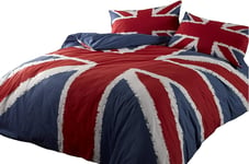 Rock N Roll Funky Union Jack Blue Red White Double Duvet Cover Bedding Set