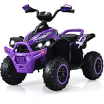 Goplus - Quad 4x4 électrique Enfant 3-8 Ans avec 2 Vitesses Réglables,Voiture électrique 1 Place avec Lumières LED/Musique,Violet