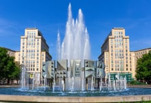 Fountain at the Strausberger Platz in the district of Friedrichshain Berlin