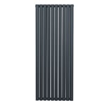 Radiateur à Colonne Ovale 1600mm x 600mm, Chauffage Moderne Vertical à Tube Ovale en Acier au Carbone Gris Anthracite Mat, Cuisine Salon Salle de Bain [Brosse, Attaches Murales & Supports INCLUS]