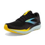 Brooks Men's Ghost 16 Sneaker, Black Forged Iron Blue, 11.5 UK