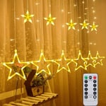 Rideau Lumineux Noël Etoiles, 126 led Guirlandes Lumineuse à Pile étanche 8 Modes avec Télécommande Décoration Ramadan pour Exterieur Interieur