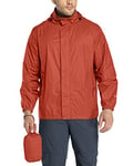 33,000ft Men's Lightweight Waterproof Outdoor Jackets Windproof Rain Shell Jacket Packaway Hooded Raincoat for Golf Fishing Cycling Claret Red S