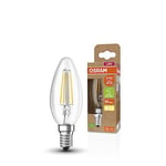 OSRAM Superstar + Classic B Fil 40 LED lampe, E14, Mini-Tens Shape, 2,5 W, 470lm, 2700K, Lumière blanche chaude, technologie de filament LED, Efficacité énergétique Classe B