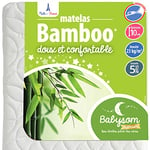 Babysom - Matelas Bébé Bamboo - 70x140 cm | Viscose au toucher Ultra Doux | Aéré et Absorbant | Sans Traitement Chimique | Épaisseur 10 cm | Déhoussable | Oeko-Tex® | Fabrication française