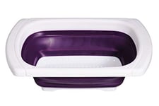 Premier Housewares 0805115 Zing Passoire à Évier Pliable avec Poignée Extensible en TPR/Polypropylène Violet/Blanc