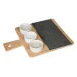 Slate & Bamboo Serving Board Set Black/Brown