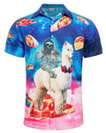 RAISEVERN Mens Shirts Alpaca Sloth Bad Taste Ugly Stag 3D Printed Funny Pancake Funky Loud Rave Awful Crazy Hawaiian Loud Shirt Gifts, M