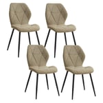 Wokaka - Lot de 4 chaises - chaise de salle à manger vintage en forme de diamant - chaise en lin - pieds en métal(vert)