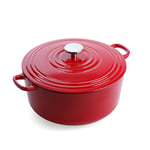 BK Cookware German Enamelled Iron, 28 cm/6.7 Litre Dutch Oven Casserole Dish with Lid, Induction, Dishwasher & Oven Safe, Chilli Red