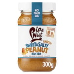 Pip & Nut - Sweet & Salty Smooth Peanut Butter (6 x 300g) | Natural Nut Butter, No Palm Oil, No Added Sugar, Hi-Oleic Peanuts, High in Unsaturated Fats, Gluten Free, Vegan, Dairy Free