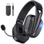 WolfLawS Wireless Gaming Headset for PC, PS5, PS4, Mac, 2.4GHz/Bluetooth USB Over-Ear Headphones with Detachable and Built-in Mics, 48+ Hour Battery, Low Latency