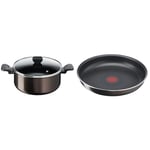 Tefal Faitout 24 cm (4,7 L) + couvercle verre, Tous feux sauf induction & Ingenio Poêle 28 cm, Non induction, Revêtement antiadhésif, Empilable, Compatible lave-vaisselle, Easy Plus