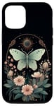 Coque pour iPhone 14 Esthétique Sorcière Luna Moth Fleur Floral Papillon Lune