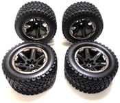 Traxxas Gravix Tyres & 2.8 RXT Blk Chrome Wheels 12mm Hex Rustler 4x4 Ultimate