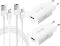 2 Pack Chargeurs Usb, Chargeur Rapide 18w Quick Charge 3.0 Alimentation Usb Avec Câble De Charge Compatible Avec Samsung Galaxy S8, S8 Plus, S9, S10, S20, S21, A53, A54, A13, Huawei, Xiaomi[X89]