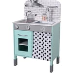 Cuisine enfant en bois hauteur réglable jeux de rôle imitation garçon fille bleu blanche Teamson Kids TD-13554B - Bleu