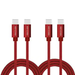 Câble USB C vers USB C, [Lot de 2 0.6m] Câble de charge rapide de type C de 60 W compatible avec MacBook Pro/Galaxy S20/Microsoft Surface/Google Pixel et autres appareils USB C (rouge)