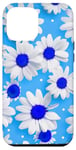 iPhone 12 Pro Max Blue & White Daisy Polka Dots Floral Polka Dot Daisy Flowers Case