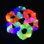 /#/LED-ljus scrunchie 6 stycken lysande elastiska hårband lysande hårsnoddar för hästsvans för neon Halloween jul födelsedag nyår/#/