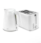 1.7L 2200W Cordless Electric Kettle 900W 2 Slice Bread Toaster Combo Set White