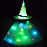 Women Kids Girl Luminous LED Glow Lights Elf Witch Hat Star Skirt Spider Web Wiz