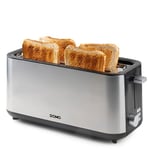 DOMO DO967T Grille-pain à fente longue – Pour 4 toasts – Avec grille réchauffe-viennoiseries intégré – Acier inoxydable – 1350 W