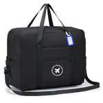 BAGZY Sac de Voyage 45 x 36 x 20 cm Sac Cabine Pliable Sac Organisateur Portable Avion Bagage Cabine Pliable Sac Weekend Rangement (Noir)