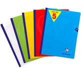 Clairefontaine 309341Cpack Un Lot de 5 Cahiers Brochés Cousus Fil Mimesys - 24x32 cm - 192 Pages Grands Carreaux - Papier Blanc 90 g - Couverture Polypro Couleurs Aléatoires