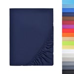 NatureMark - Drap de lit en Microfibre à Prix réduit ! Beaucoup de Tailles et de Couleurs de Marque (140x200-160x200 cm, Bleu Marine)