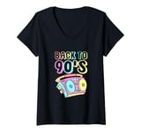 Womens Retro Style 90s Cassette Tape Player Back To 90s V-Neck T-Shirt