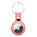 Se7enline AirTag Key Ring for Apple Leather Case compatible with Airtag Loop Tracker Holder with Key Chain, Easy Carry AirTag Protective Cover for Keys, Pink