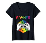 Womens Gaymer pun Gay Pride Gaming V-Neck T-Shirt