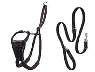 HALTI No Pull Harness Size Large & HALTI Training Leash Size Large, Black Combination Pack - Stop Your Dog Pulling on the Leash. Adjustable, Lightweight and Easy to Use. Suitable for Large Dogs