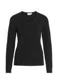 Viril V-Neck L/S Knit Top - Noos Tops Knitwear Jumpers Black Vila