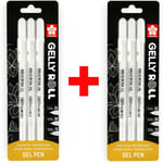 Sakura Gelly Roll Gel Pens - 05/08/10 - Bright White Ink - Blister Pack Of 6