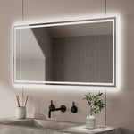 Meykoers Miroir Salle de Bain LED 120x60cm anti-buée miroir cosmétique, miroir mural lumineux avec Interrupteur mécanique - Éclairage blanc