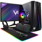 Vibox V-101 PC Gamer - 24" Écran Pack - AMD Ryzen 5 4500 Processeur 4.1GHz - Nvidia RTX 3070 8Go - 16Go RAM - 480Go SSD - 600W PSU - Windows 11 - WiFi