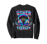 USHER HipHop Fan Music Therapy Retro Vintage Headphones 80s Sweatshirt