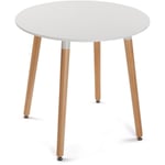 Mayra Table ronde pour jardin, balcon ou terrasse, table d'extérieur ou intérieur, , Dimensions (h x l x l) 75 x 80 x 80 cm, Bois, pvc et métal,