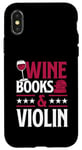 Coque pour iPhone X/XS Livres sur le vin et le violon rouge